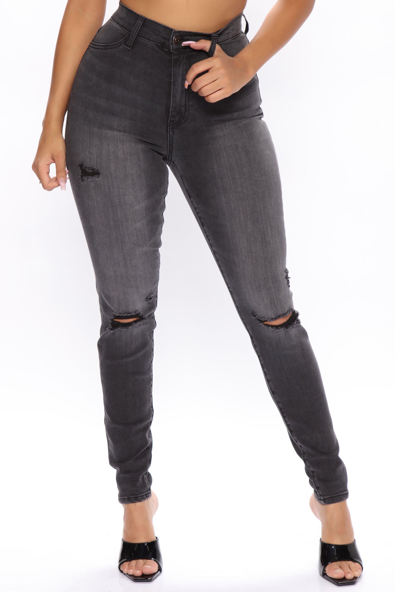 Our Favorite High Rise Skinny Jeans - Grey Sai Feel