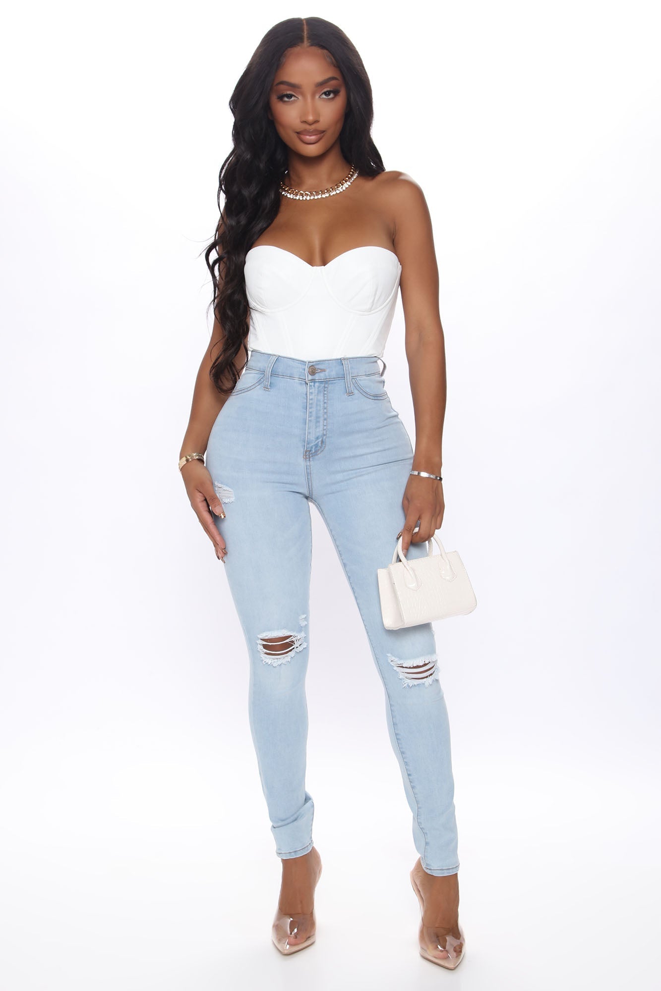 Our Favorite High Rise Skinny Jeans - Light Blue Wash Sai Feel