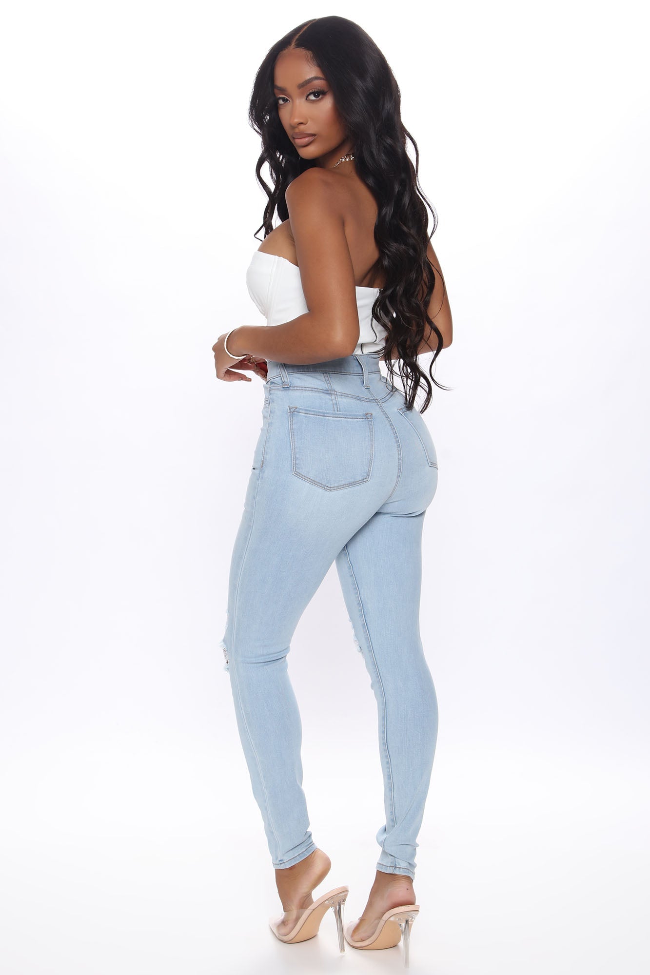 Our Favorite High Rise Skinny Jeans - Light Blue Wash Sai Feel