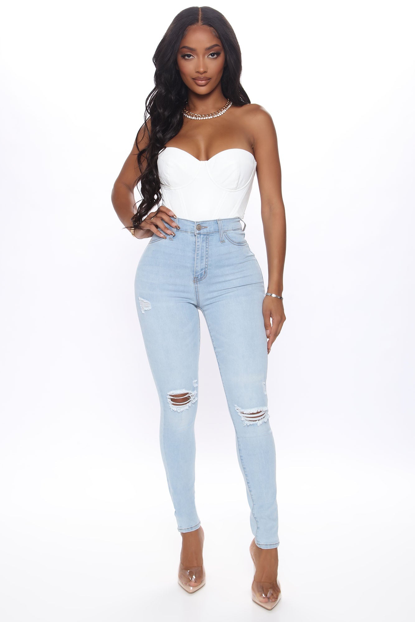 Our Favorite High Rise Skinny Jeans - Light Blue Wash Sai Feel