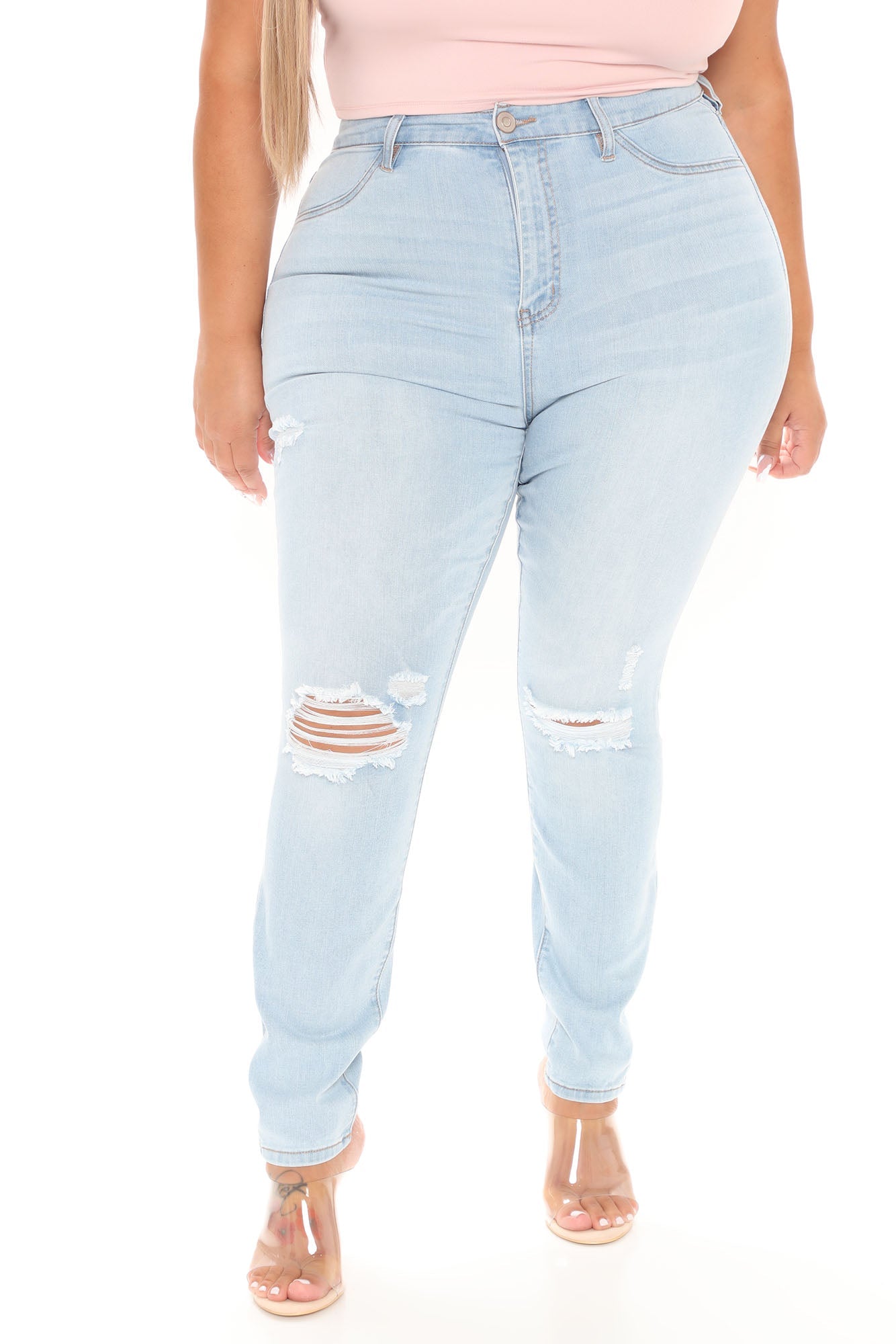 Our Favorite High Rise Skinny Jeans - Light Blue Wash Sai Feel