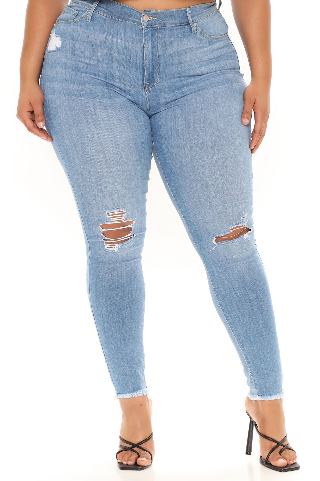 Out Of This World Luxe Stretch Skinny Jeans - Light Blue Wash Sai Feel