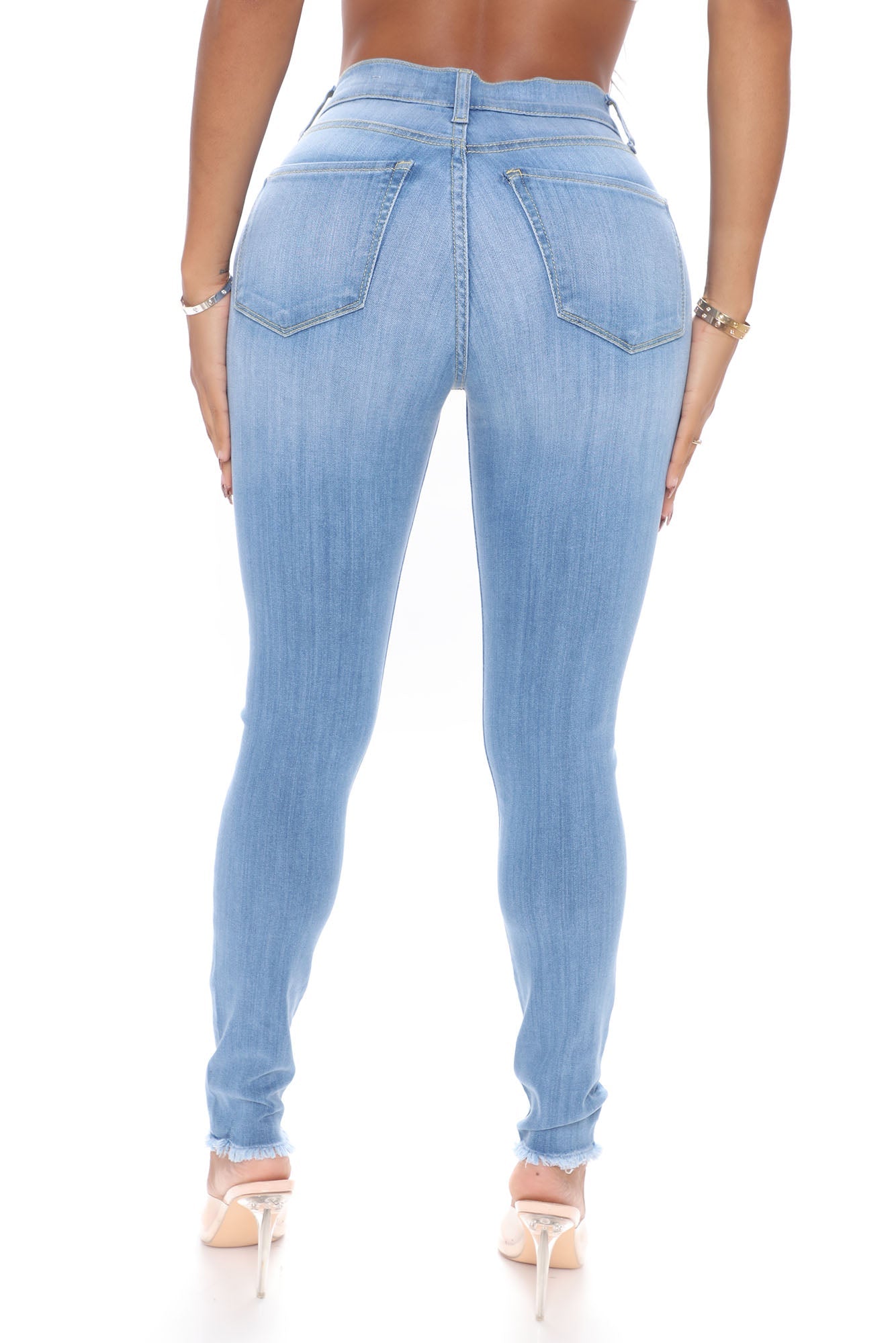 Out Of This World Luxe Stretch Skinny Jeans - Light Blue Wash Sai Feel