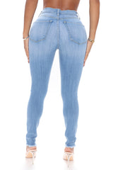 Out Of This World Luxe Stretch Skinny Jeans - Light Blue Wash Sai Feel