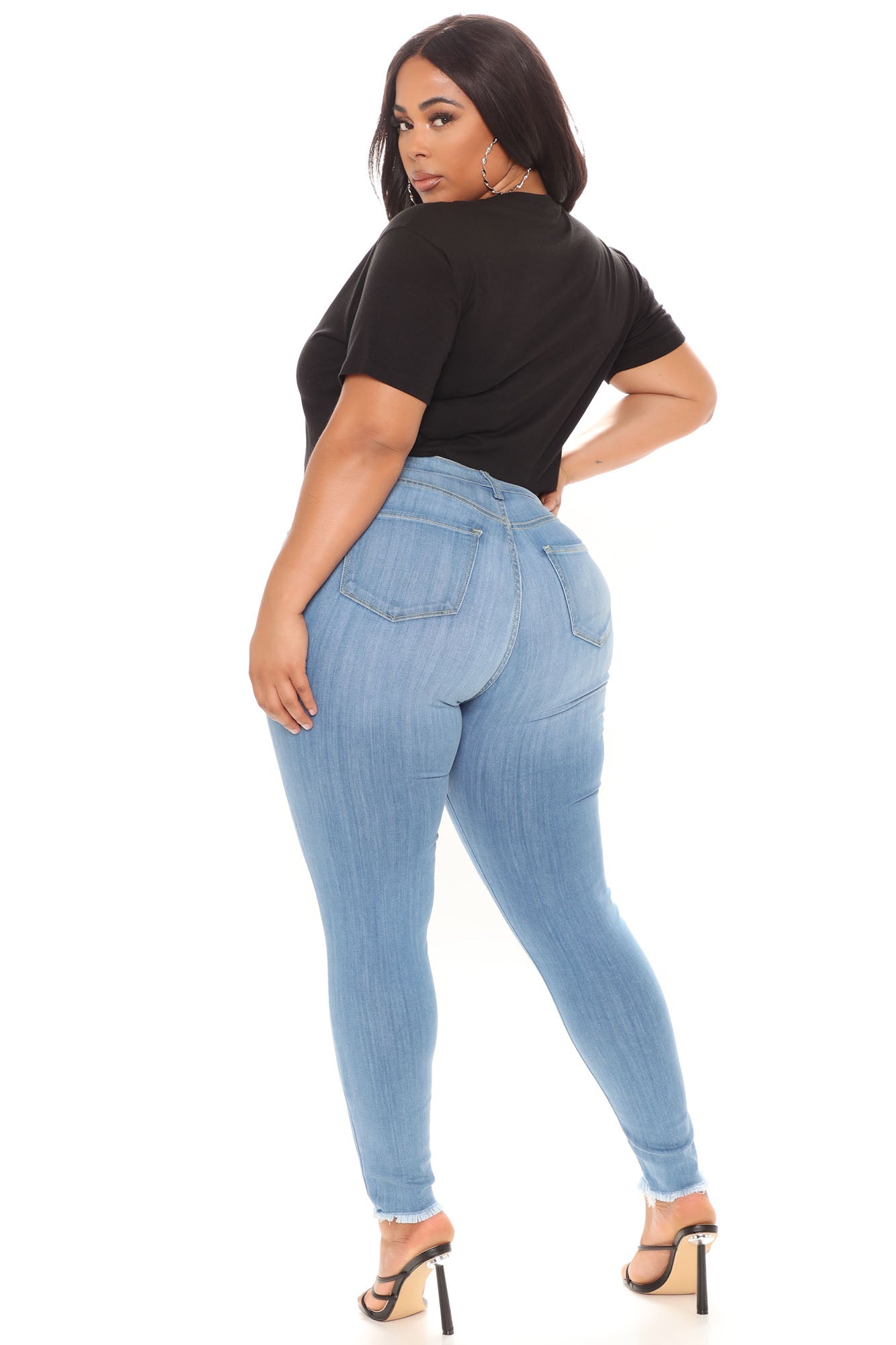 Out Of This World Luxe Stretch Skinny Jeans - Light Blue Wash Sai Feel