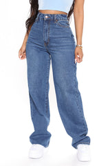 Outta The Way Non Stretch Straight Leg Jeans - Dark Wash Sai Feel