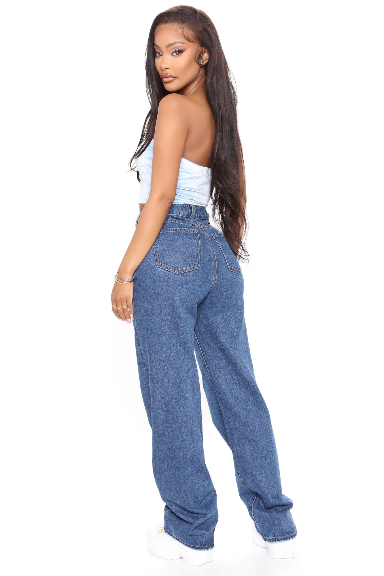 Outta The Way Non Stretch Straight Leg Jeans - Dark Wash Sai Feel