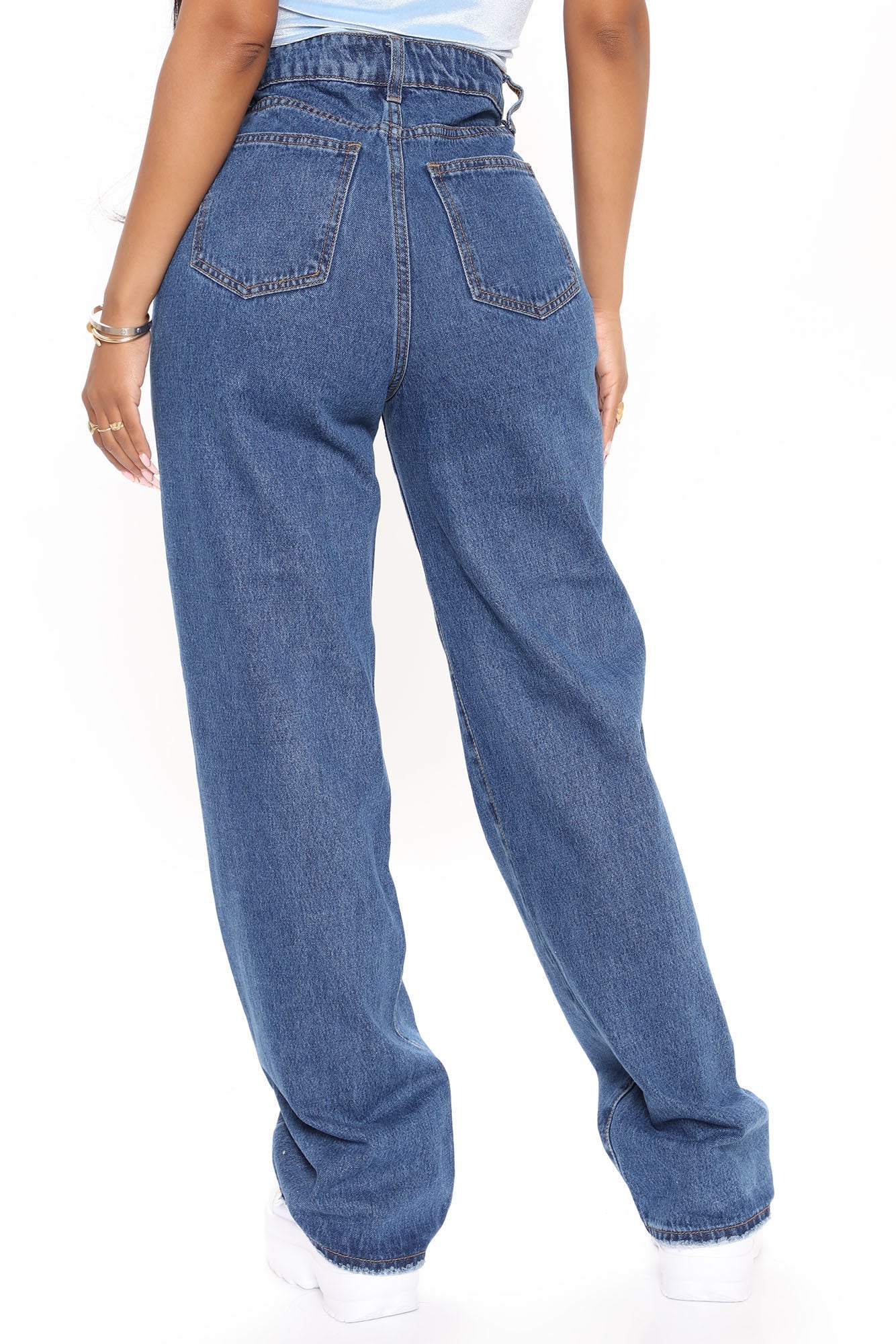 Outta The Way Non Stretch Straight Leg Jeans - Dark Wash Sai Feel