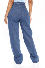 Outta The Way Non Stretch Straight Leg Jeans - Dark Wash Sai Feel