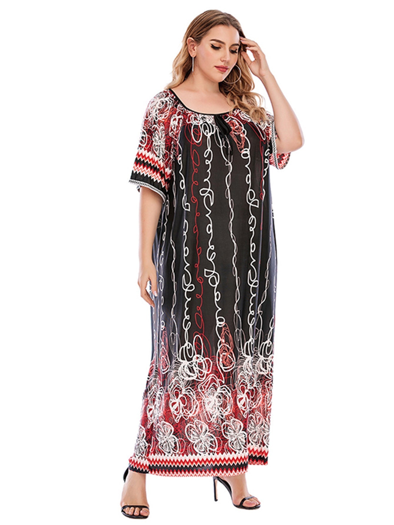 Oversize Plus size Print Pullover Dress Tee Dress Sai Feel