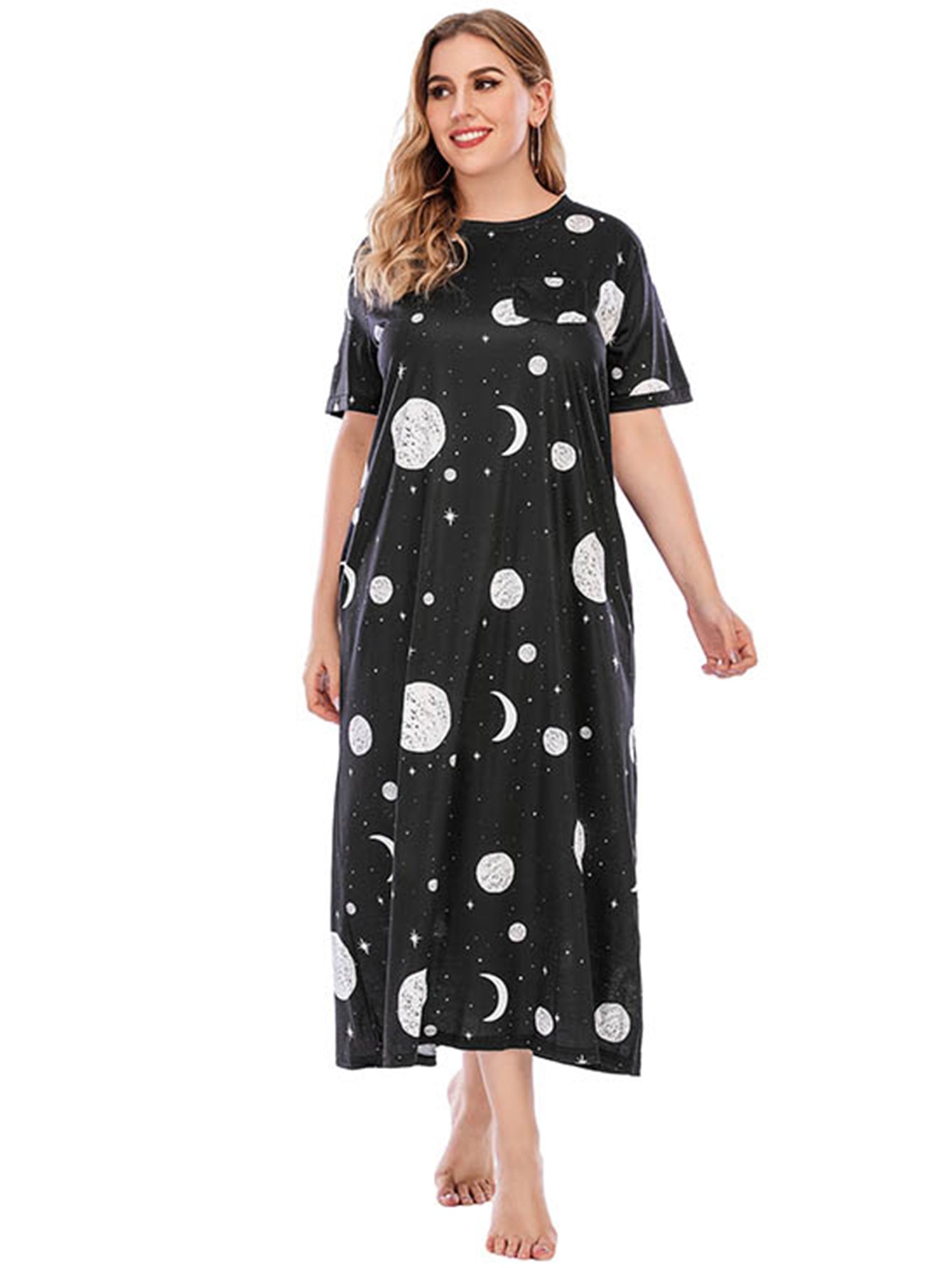 Oversize Plus size Print Pullover Dress Tee Dress Sai Feel