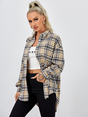 Oversize plaid drop shirt Sai Feel