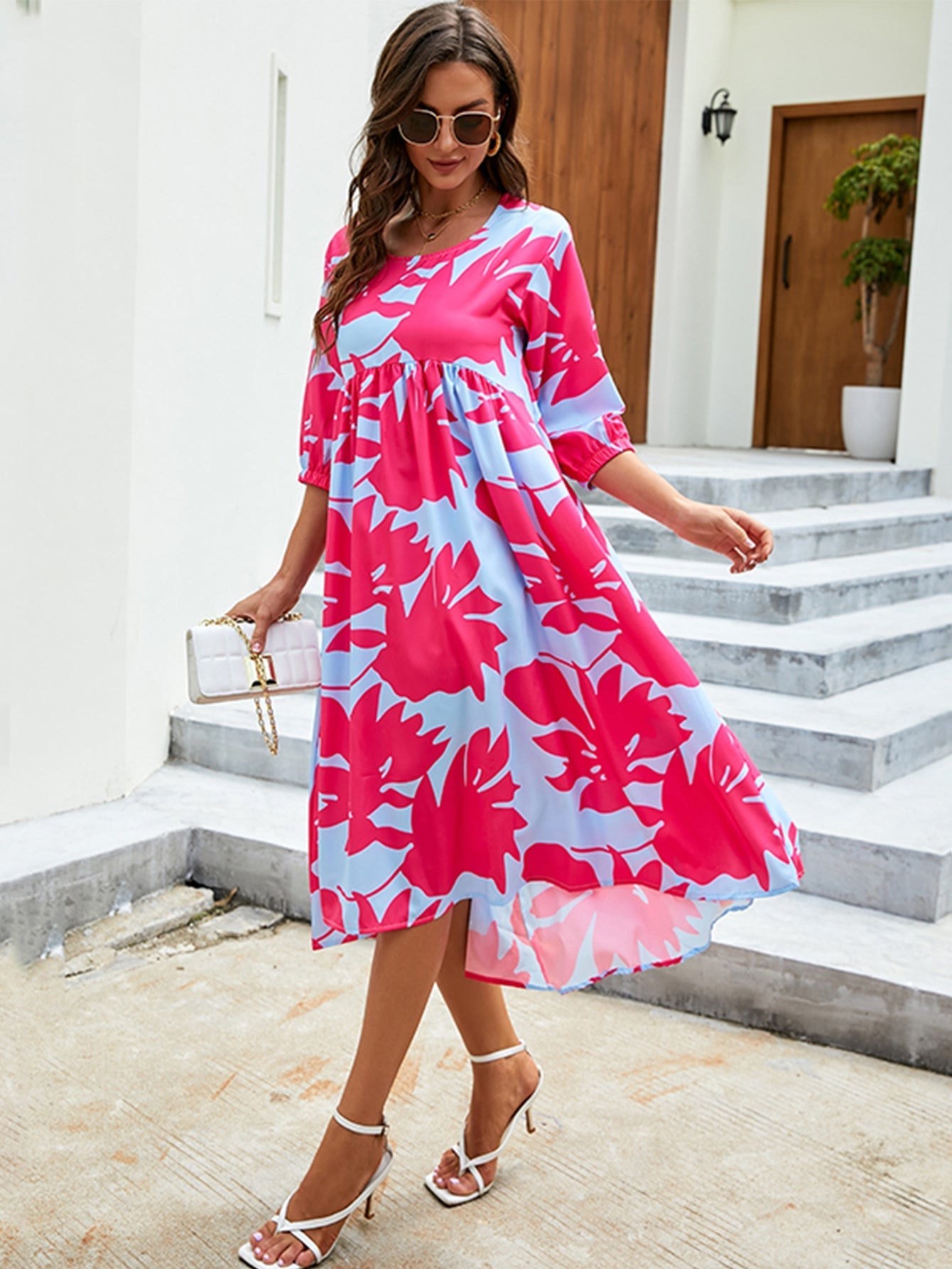Oversized Allover Print High Waist Dress Beach Dress Sai Feel