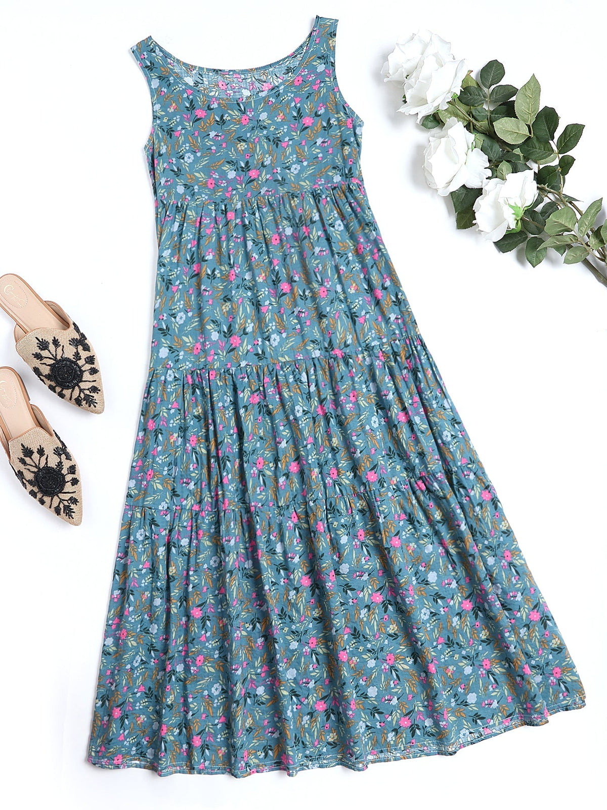 Oversized Floral Print Cami Dress Beach Dress Sai Feel