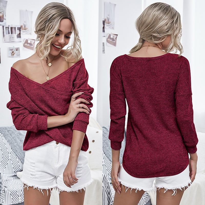 Oversized Off Shoulder Pullover Tops Long Sleeve Loose Fit Knit Tops Sai Feel