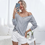 Oversized Off Shoulder Pullover Tops Long Sleeve Loose Fit Knit Tops Sai Feel