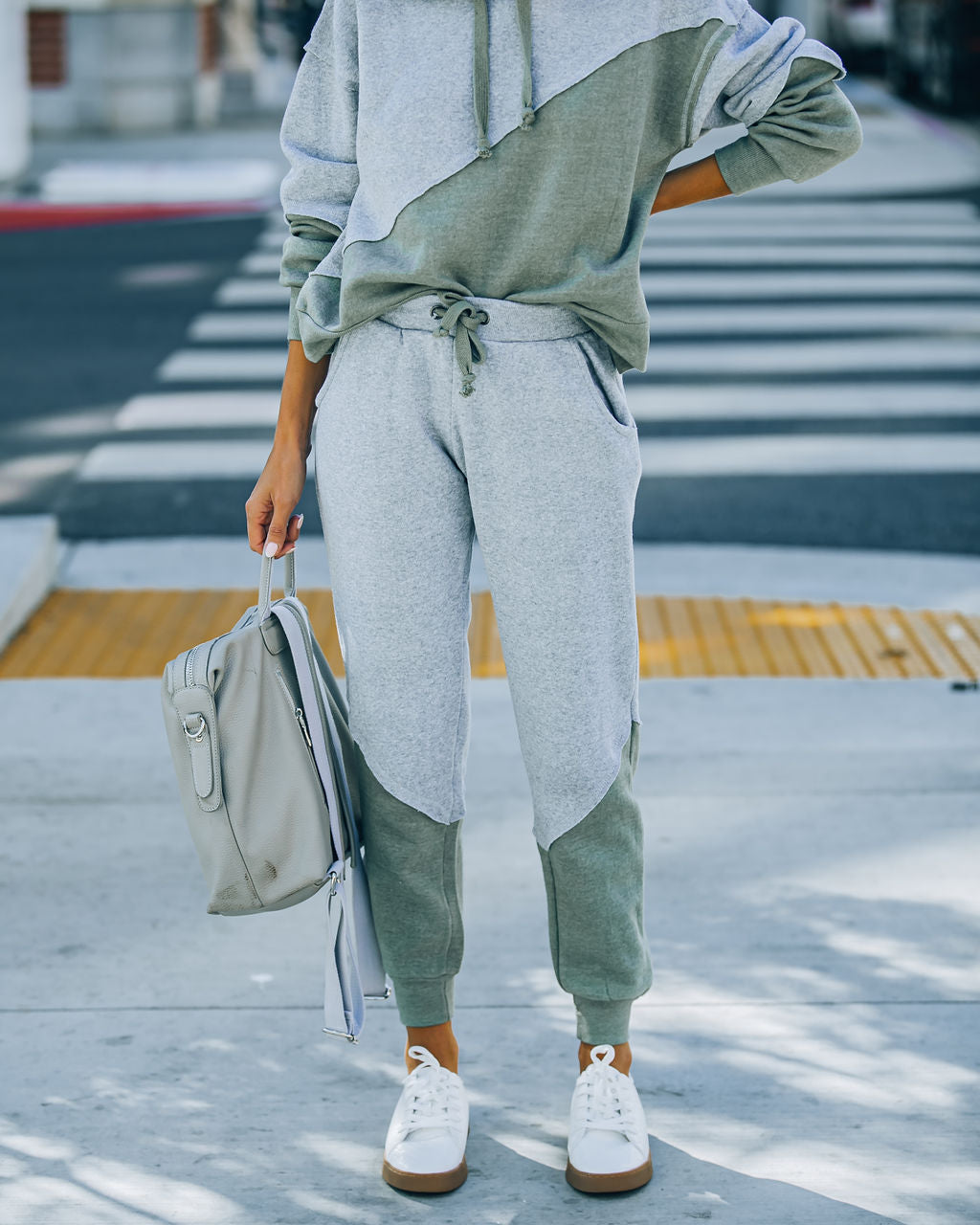 Owen Cotton Blend Pocketed Colorblock Joggers Sai Feel