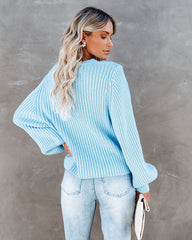 Ozzy Cotton Blend Balloon Sleeve Sweater - Blue Sai Feel