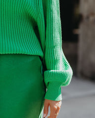 Ozzy Cotton Blend Balloon Sleeve Sweater - Green Sai Feel