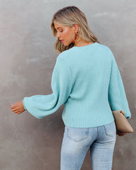 Ozzy Cotton Blend Balloon Sleeve Sweater - Turquoise Sai Feel