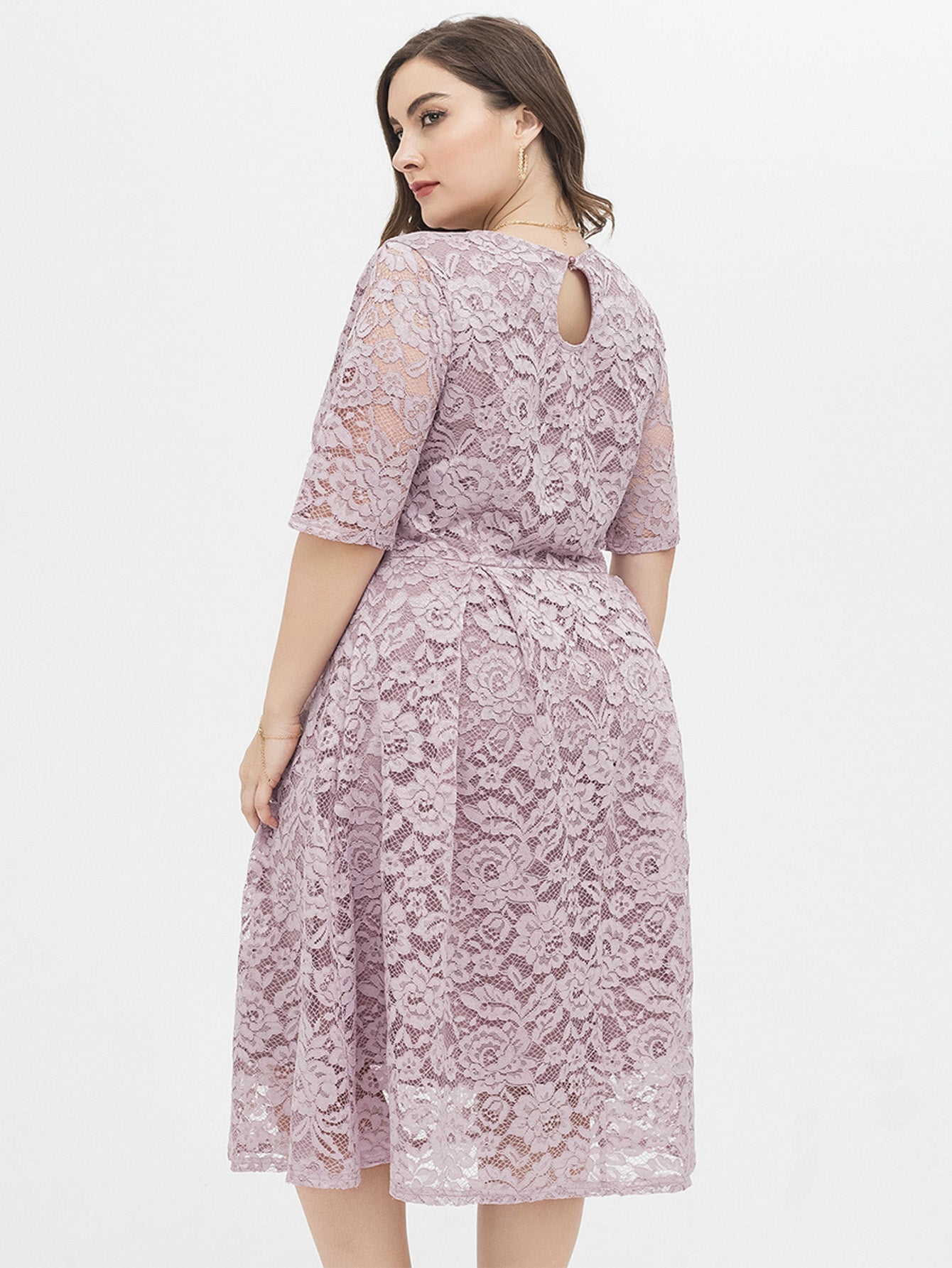 PLUS SIZE FLORAL LACE OVERLAY DRESS Sai Feel