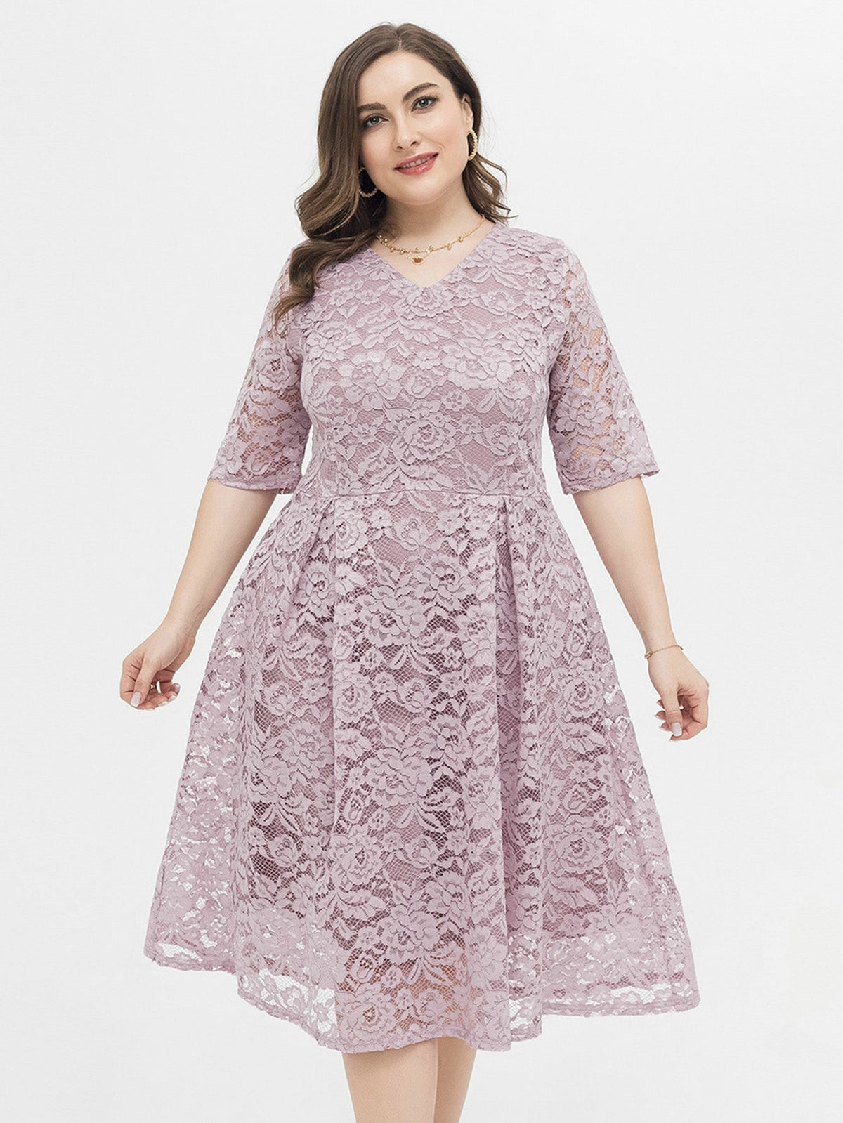 PLUS SIZE FLORAL LACE OVERLAY DRESS Sai Feel