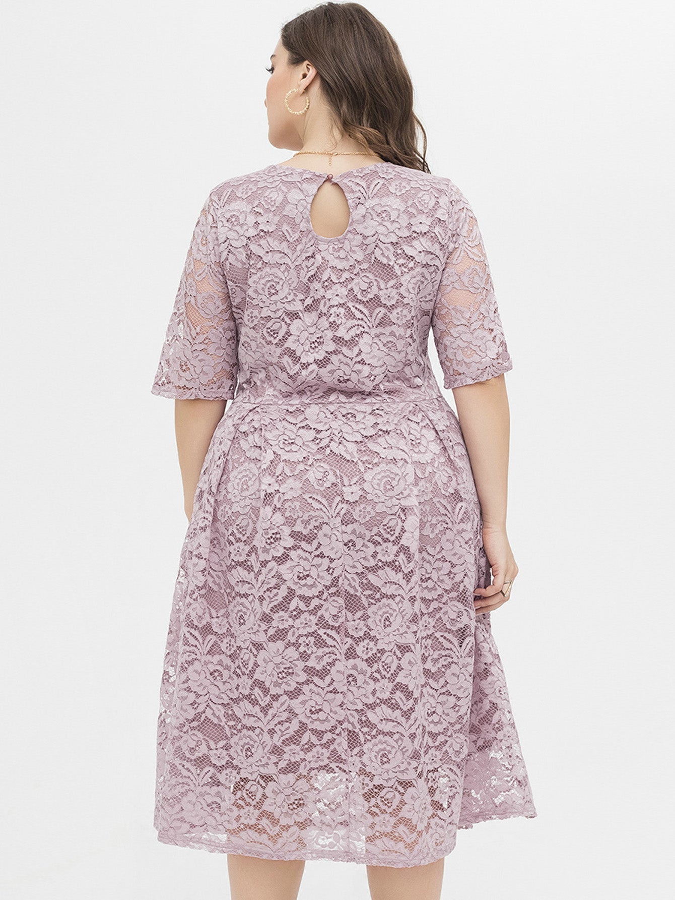 PLUS SIZE FLORAL LACE OVERLAY DRESS Sai Feel