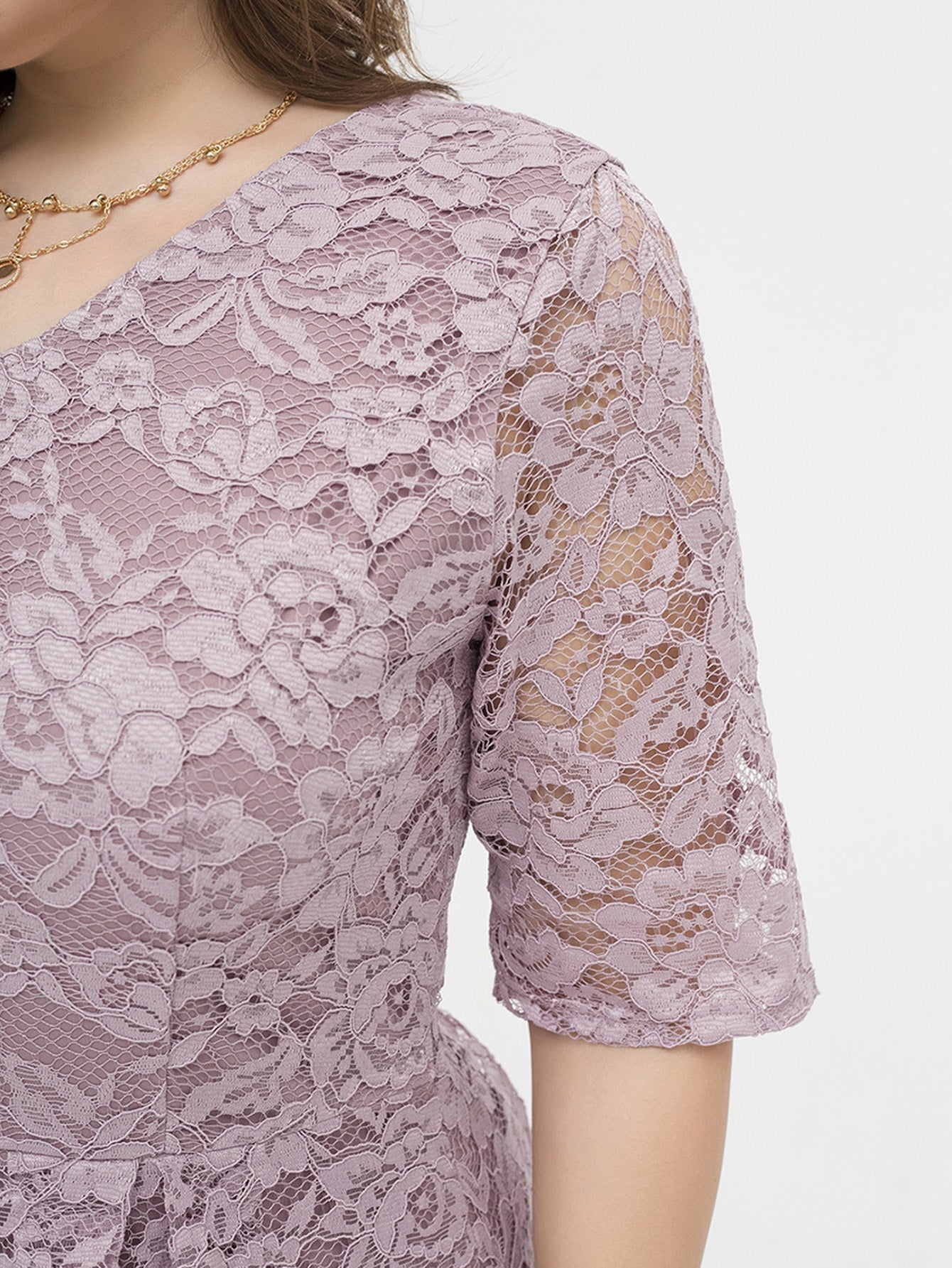 PLUS SIZE FLORAL LACE OVERLAY DRESS Sai Feel