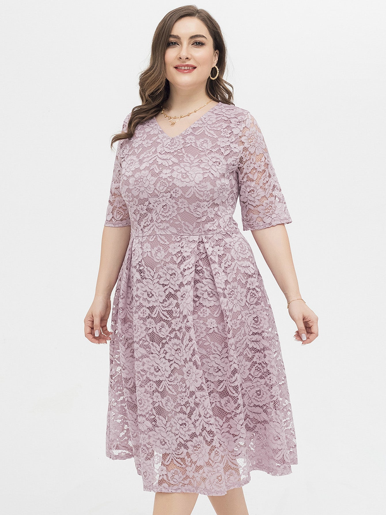 PLUS SIZE FLORAL LACE OVERLAY DRESS Sai Feel