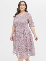 PLUS SIZE FLORAL LACE OVERLAY DRESS Sai Feel