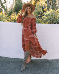 Paislee Smocked Off The Shoulder Maxi Dress Sai Feel