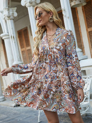 Paisley Print Ruffle Dress Sai Feel