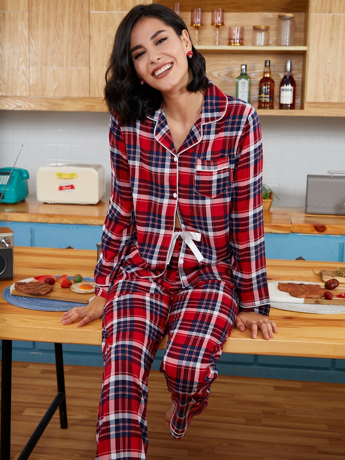 Pajamas Set Long Sleeve Sleepwear Womens Button Down Nightwear Soft Pj Lounge Sets Sai Feel