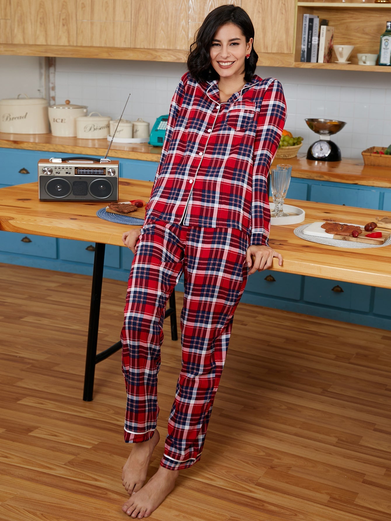 Pajamas Set Long Sleeve Sleepwear Womens Button Down Nightwear Soft Pj Lounge Sets Sai Feel