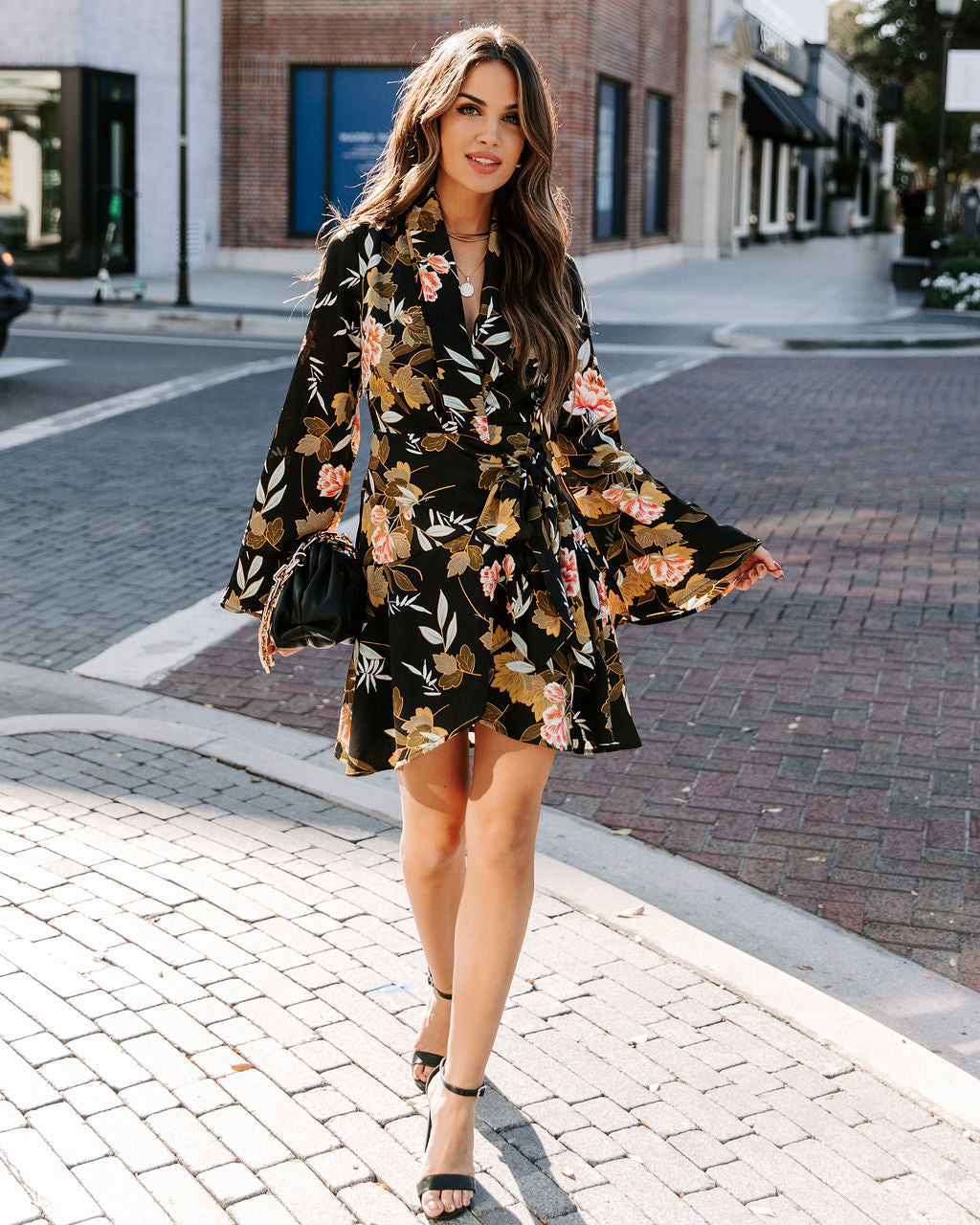 Palazzo Floral Ruffle Wrap Dress Sai Feel