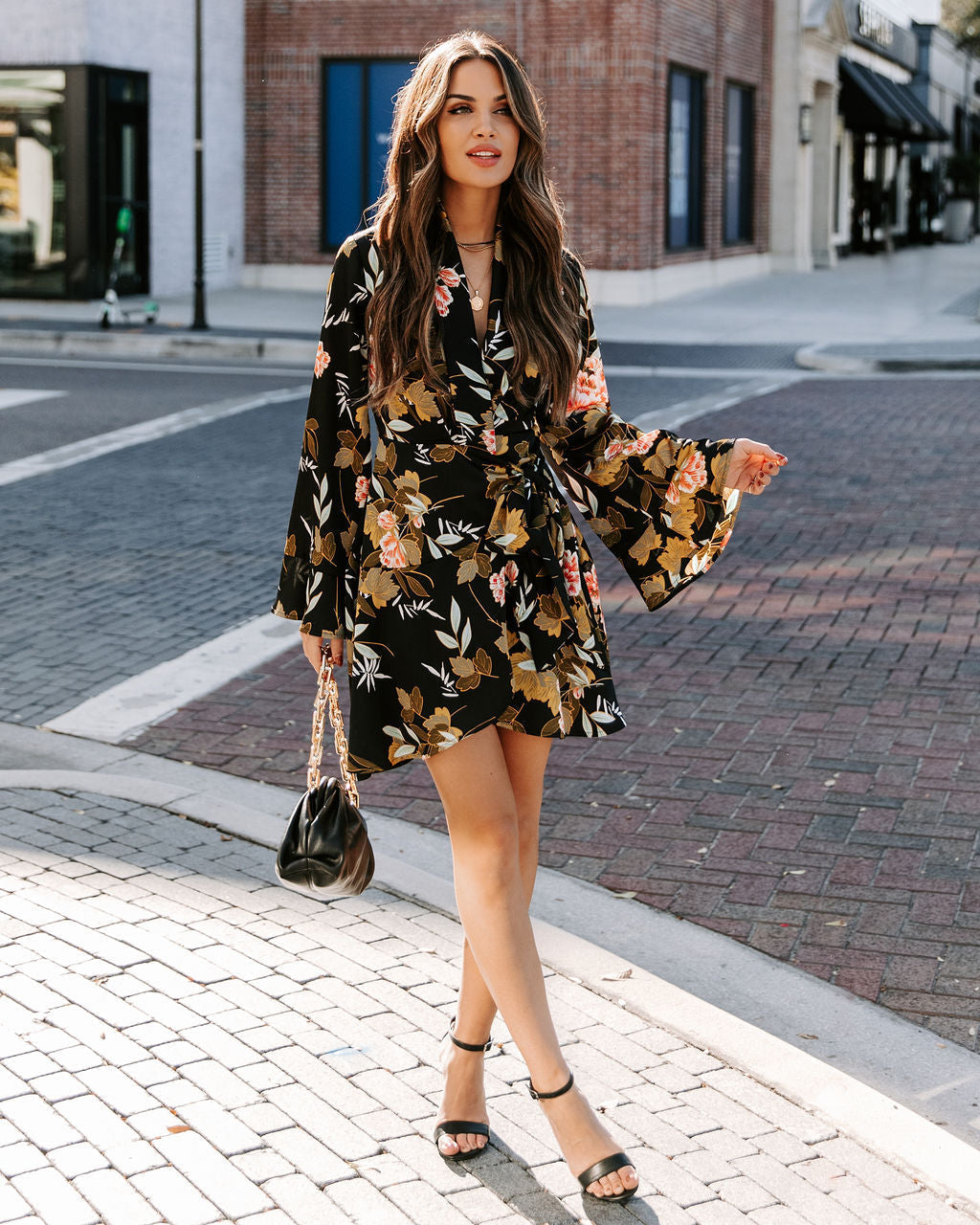 Palazzo Floral Ruffle Wrap Dress Sai Feel