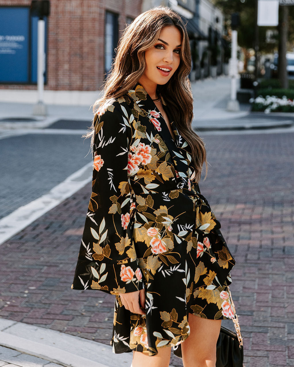 Palazzo Floral Ruffle Wrap Dress Sai Feel