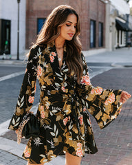 Palazzo Floral Ruffle Wrap Dress Sai Feel