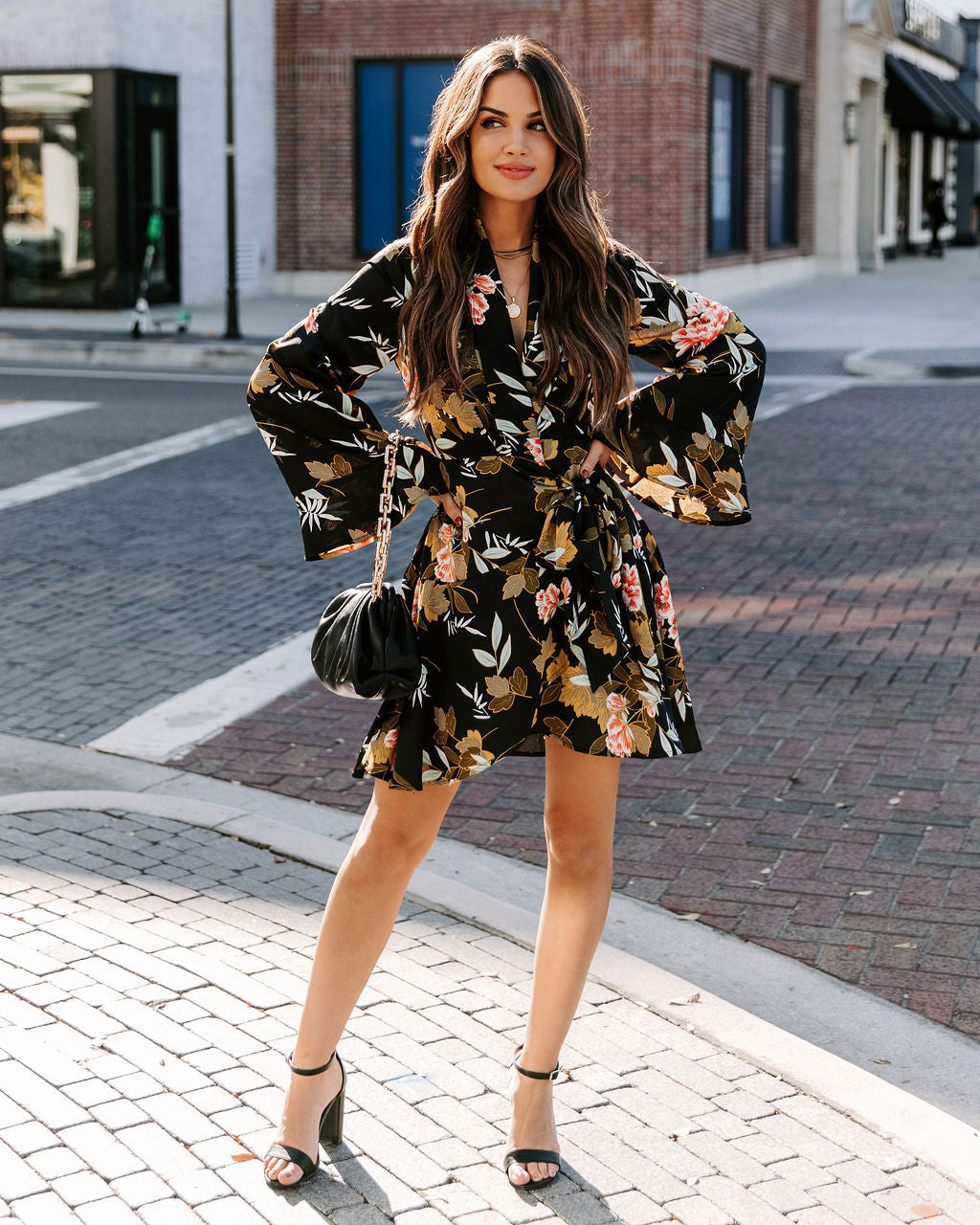 Palazzo Floral Ruffle Wrap Dress Sai Feel