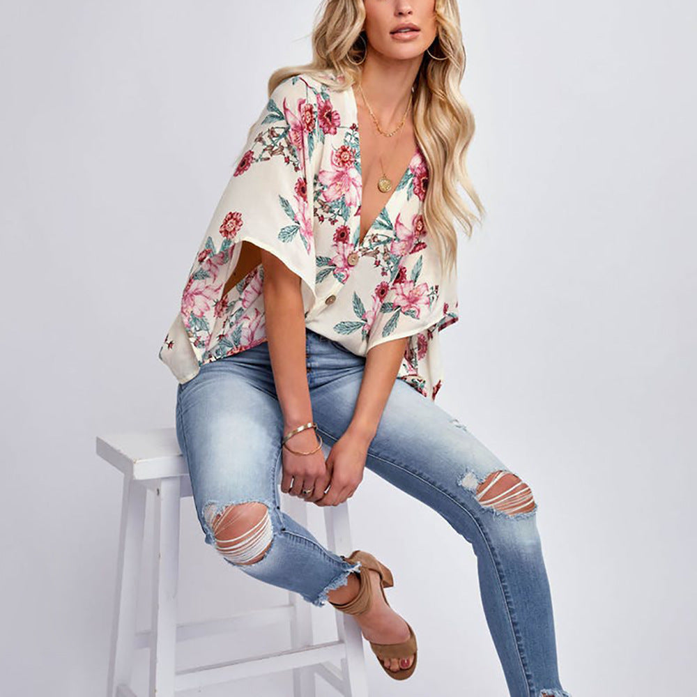 Palm Desert Floral Drape Bodysuit - Ivory Sai Feel