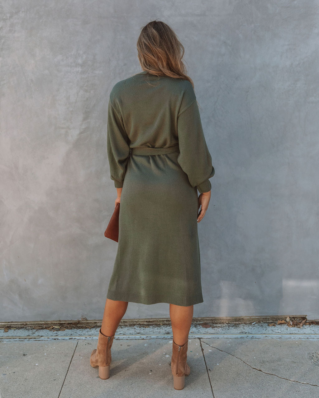 Paloma Wrap Knit Midi Dress - Olive Sai Feel