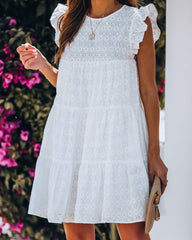 Pam Cotton Pocketed Tiered Eyelet Dress - White Sai Feel