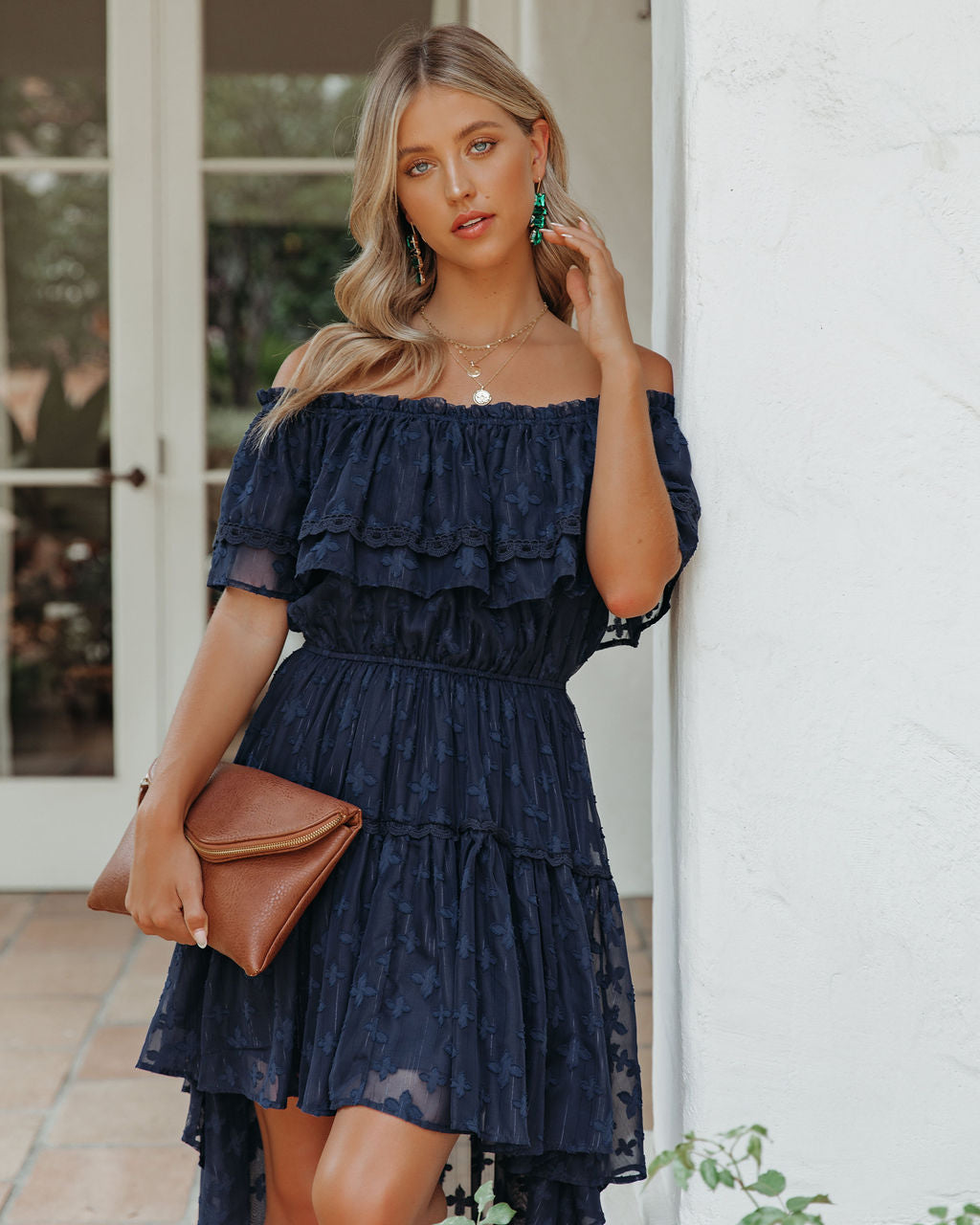 Panache Off The Shoulder High Low Maxi Dress - Navy Sai Feel