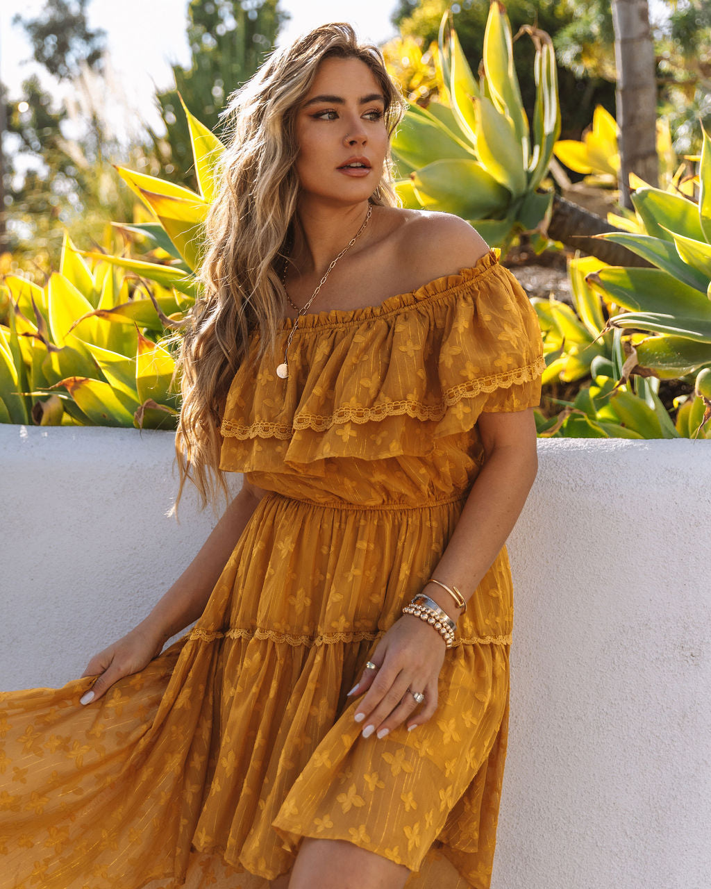 Panache Off The Shoulder High Low Maxi Dress - Sunflower Sai Feel