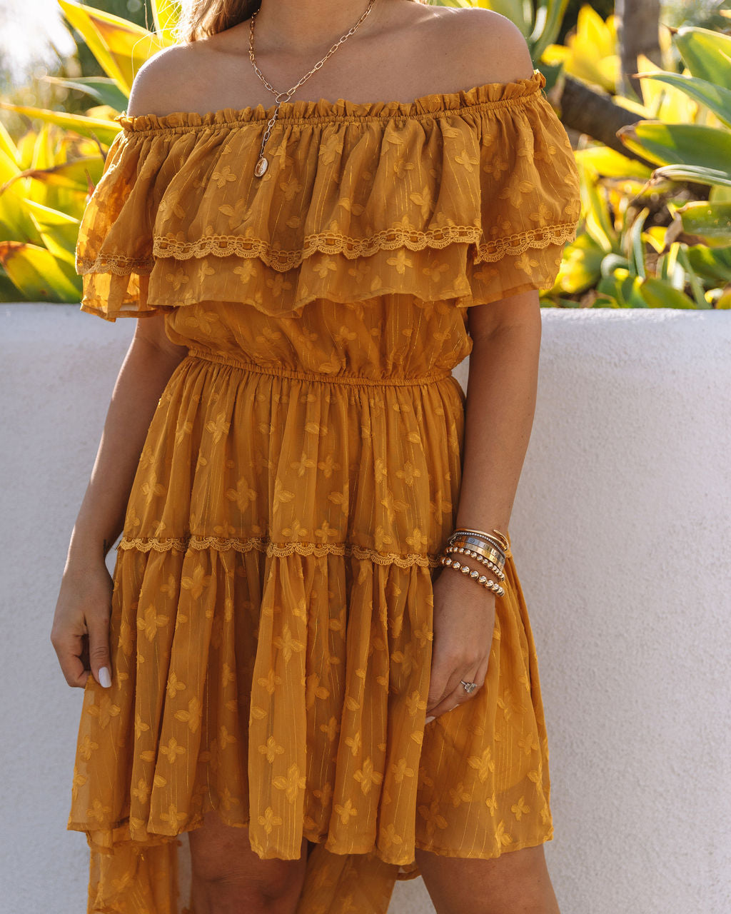 Panache Off The Shoulder High Low Maxi Dress - Sunflower Sai Feel