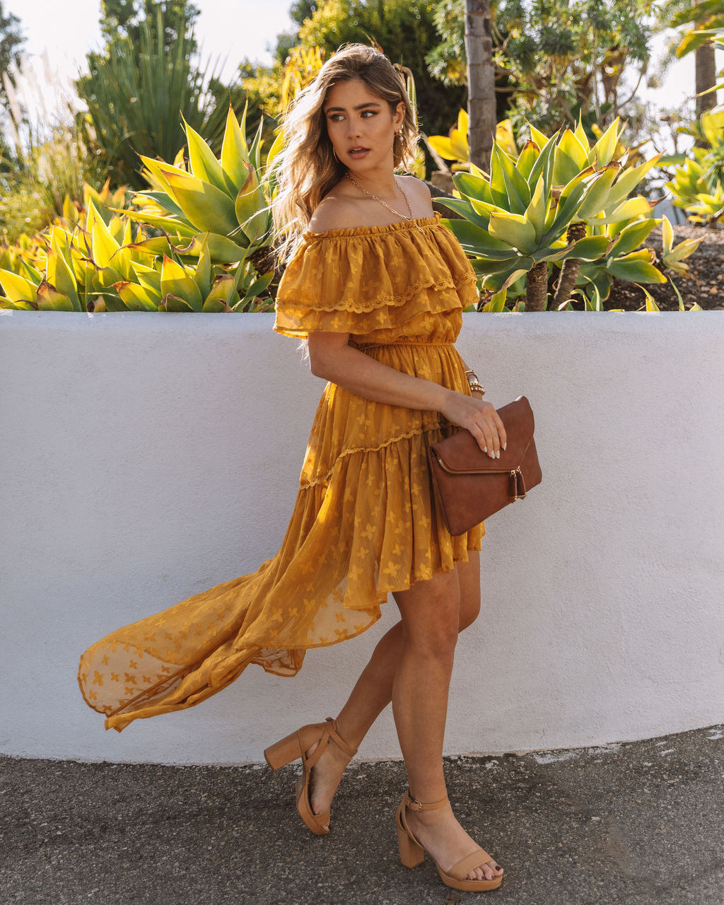 Panache Off The Shoulder High Low Maxi Dress - Sunflower Sai Feel