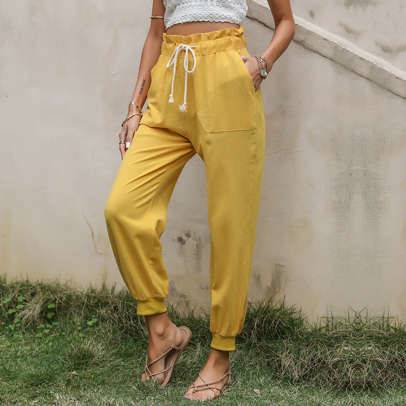 Paperbag Waist Self Belted Tapered Pants Sai Feel