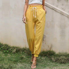 Paperbag Waist Self Belted Tapered Pants Sai Feel