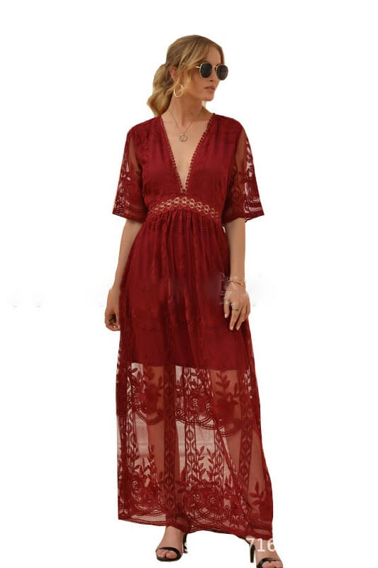 Patchwork Lace Embroidered Maxi Dress Sai Feel