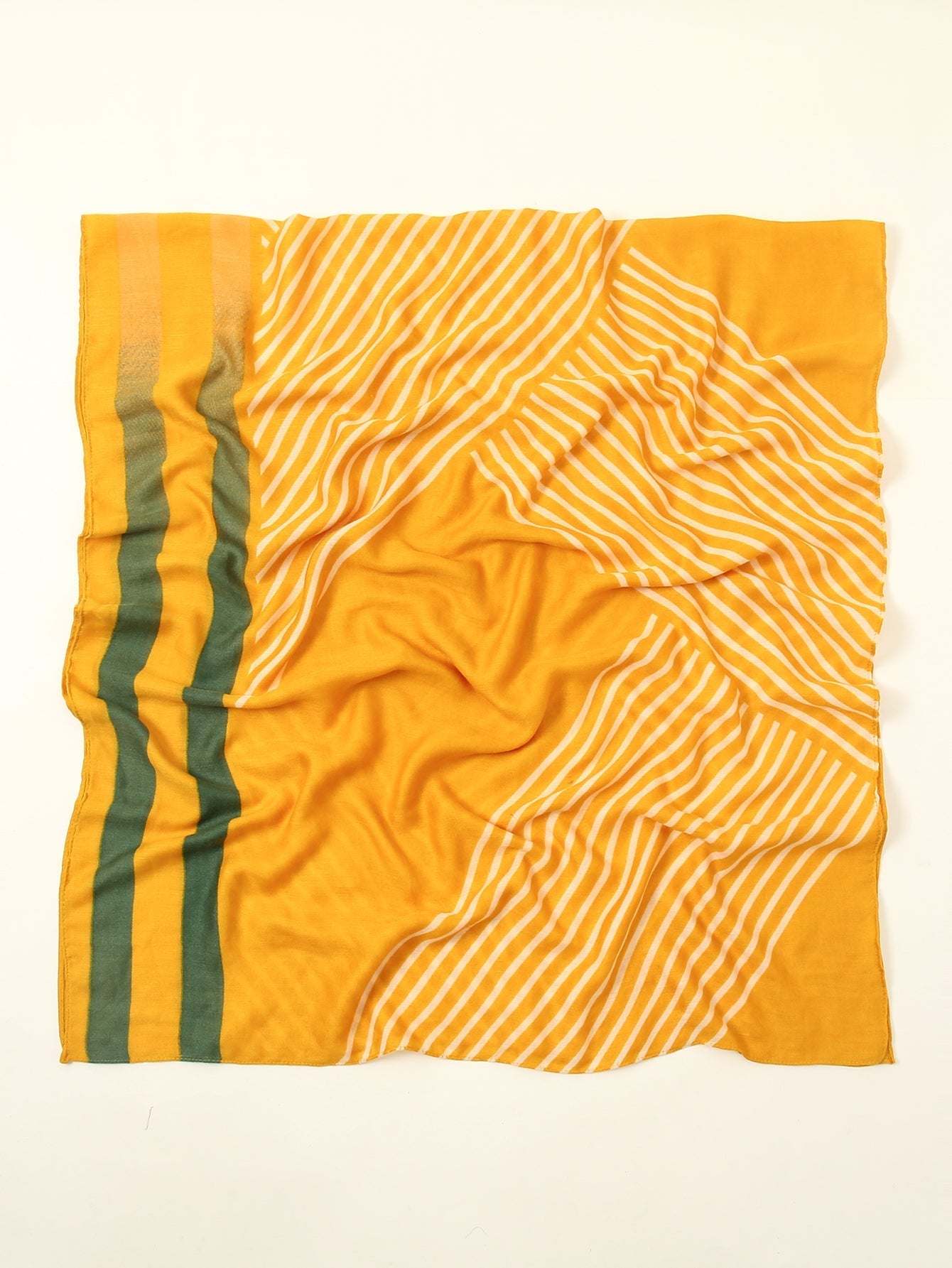 Patchwork stripe printed satin scarf Sai Feel